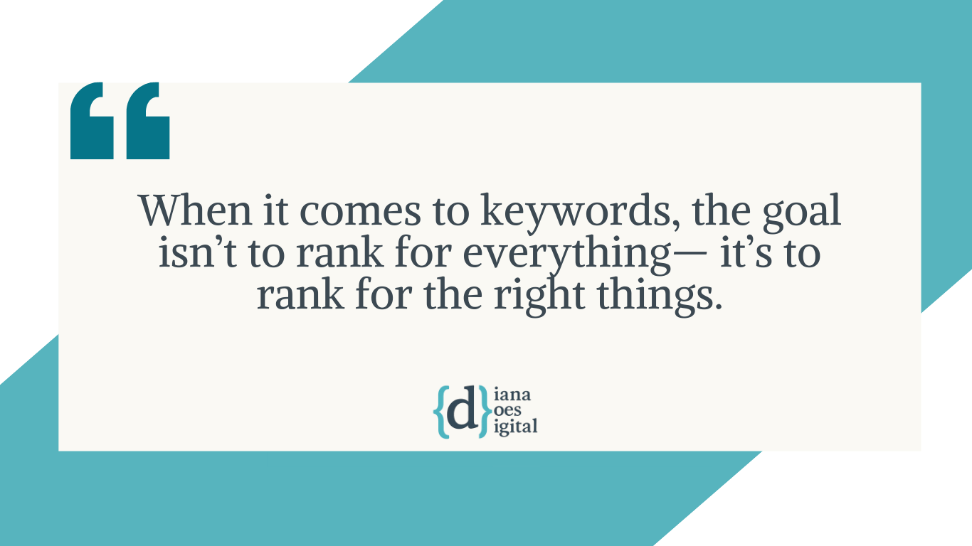 quote graphic - When it comes to keywords, the goal isn’t to rank for everything— it’s to rank for the right things.